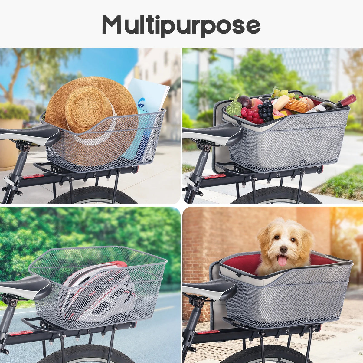 Bicycle Basket with Rear Bike Rainproof Cover O40547