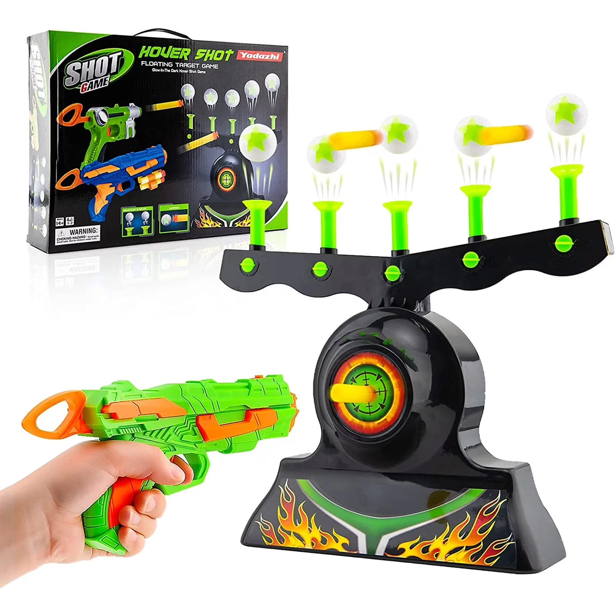Glow in The Dark Floating Ball Target Practice Toys for Kids Boys Blaster Toy Gun 10 Soft Foam Balls 3 Darts Z376524