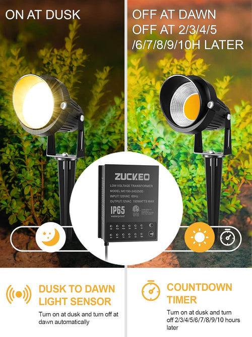 150W Low Voltage Landscape Lighting Transformer with Timer and Light Sensor E28628