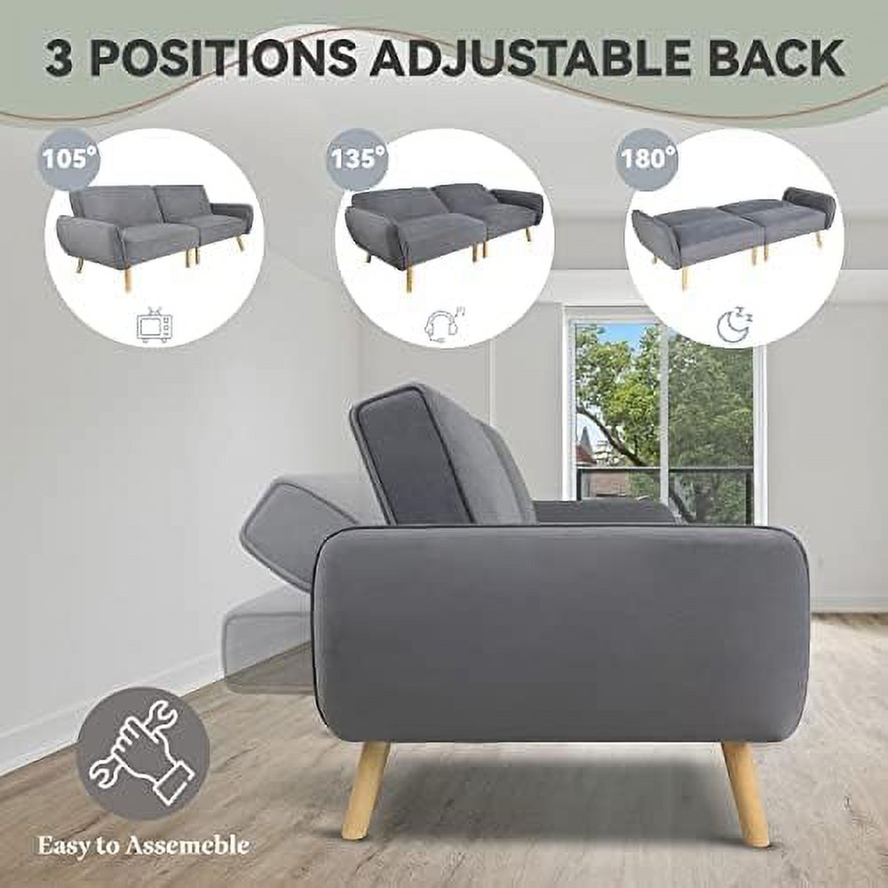 Beige Fabric 2 Seater Loveseat Sofa with Metal Frame Y5834