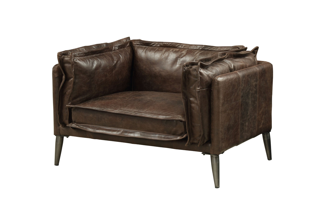 Distress Chocolate Top Grain Leather Chair & A Half Q3435