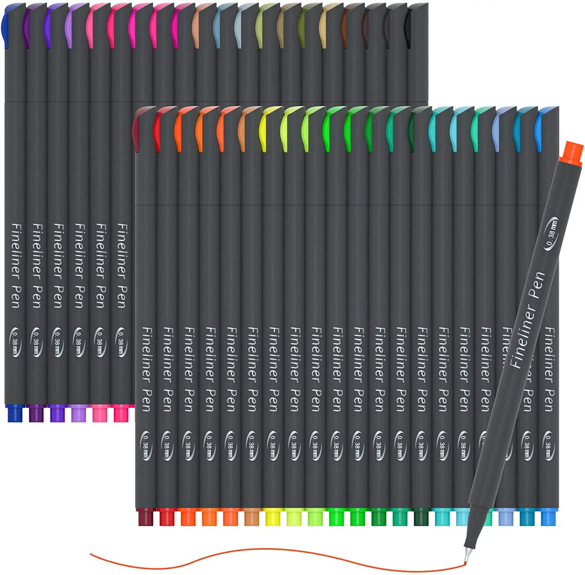 46 Pack Colored Fineliner Pens with 6 Stencils W2549