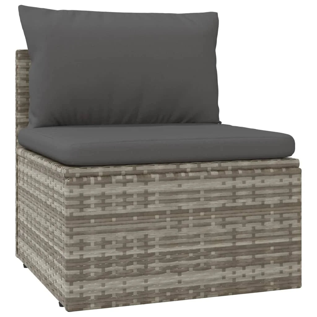 6 Piece Patio Set with Cushions Gray Poly Rattan O124
