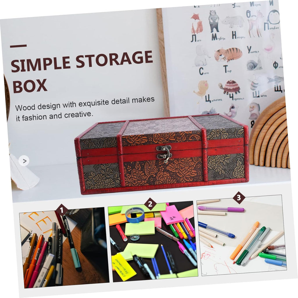 2pcs Wooden Jewelry Storage Case with Lock Ring C62868