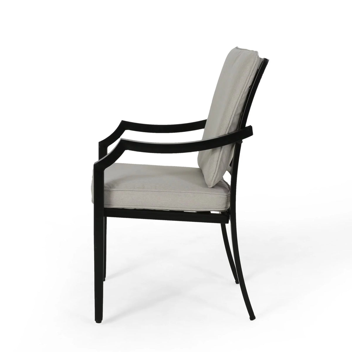 Black and Beige Patio Dining Arm Chair Set of 2 N2089