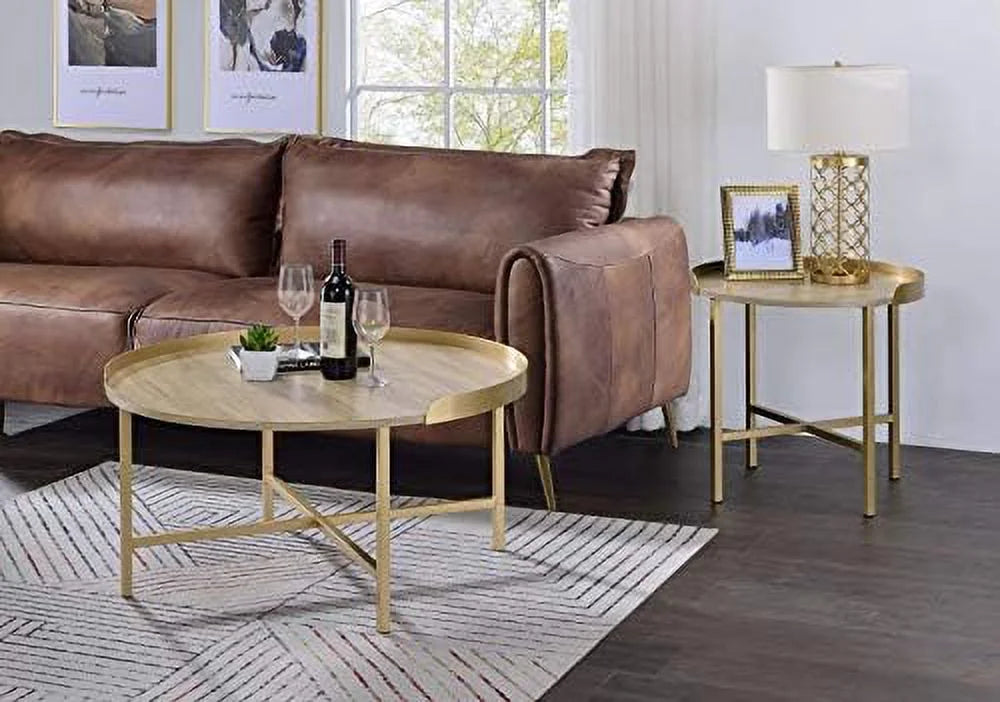 Round End Table with Metal Base R57596