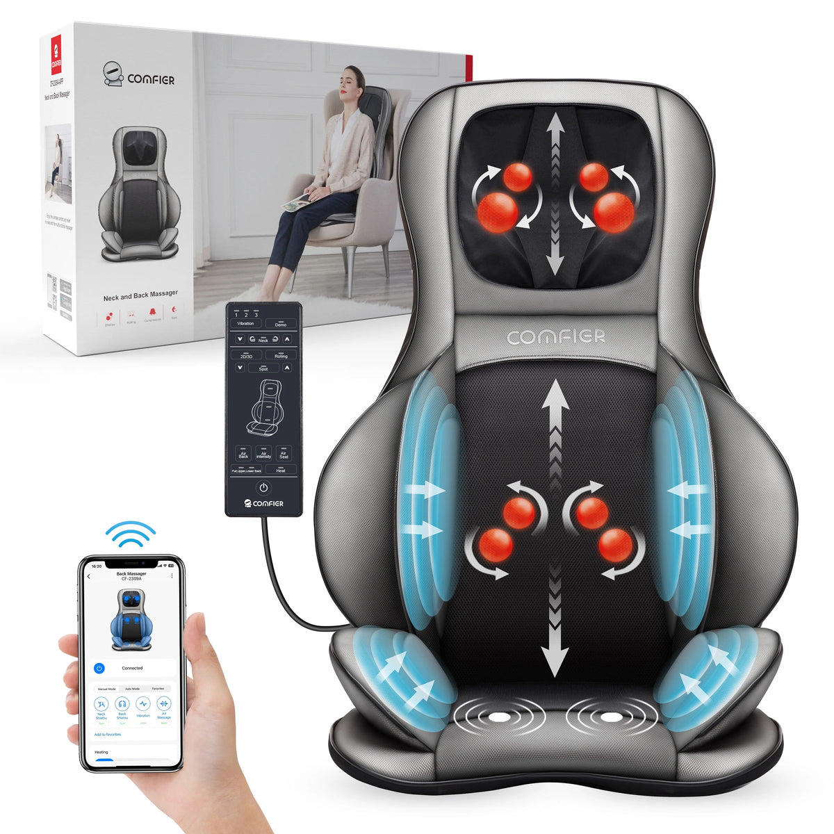 Black Shiatsu Massage Chair Pad M555