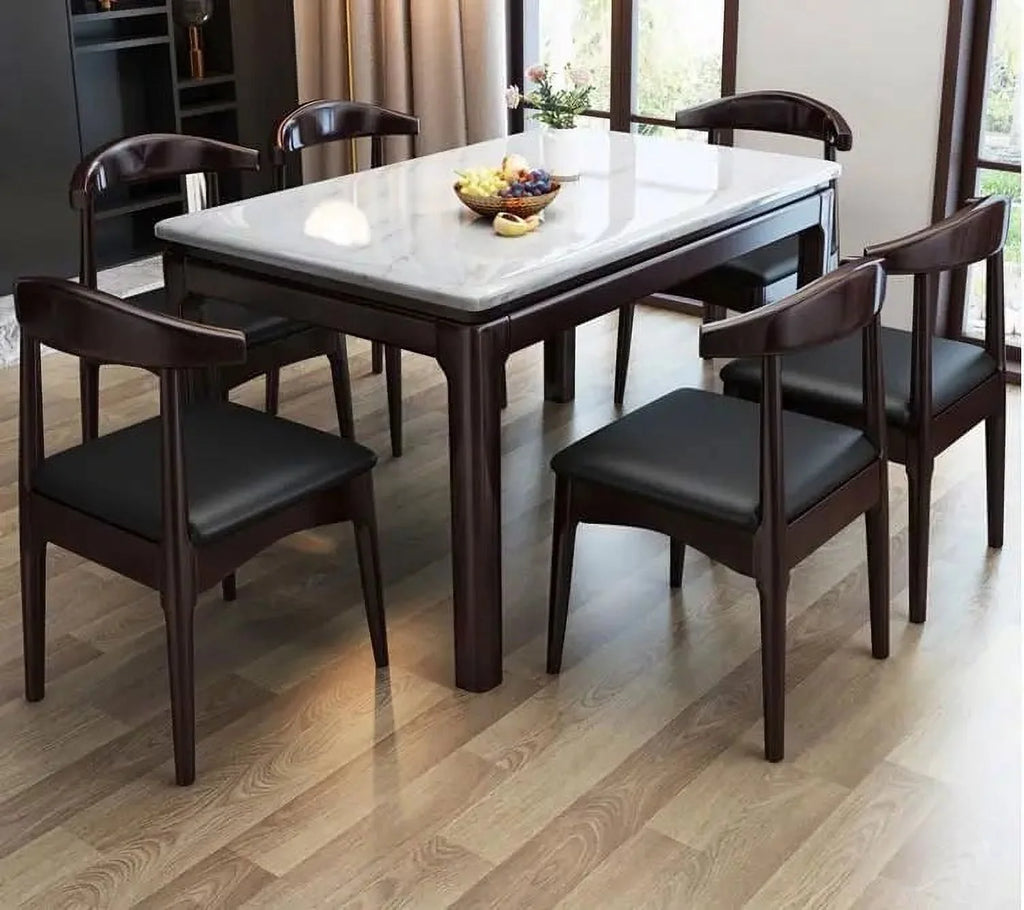 Wooden Marble Dining Table and Chairs Set Z44929