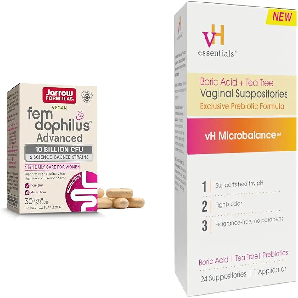 10 Billion CFU Probiotics and Boric Acid Vaginal Suppositories with Tea Tree Oil and Lactic Acid F9046