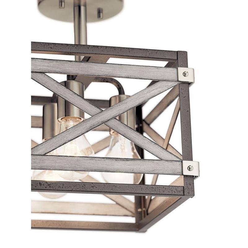 Anvil Iron Distressed Antique Grey Farmhouse Semi-Flush Mount Light M9490