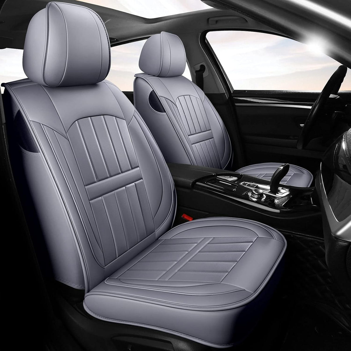 Beige Leather Car Seat Covers Full Set K4351