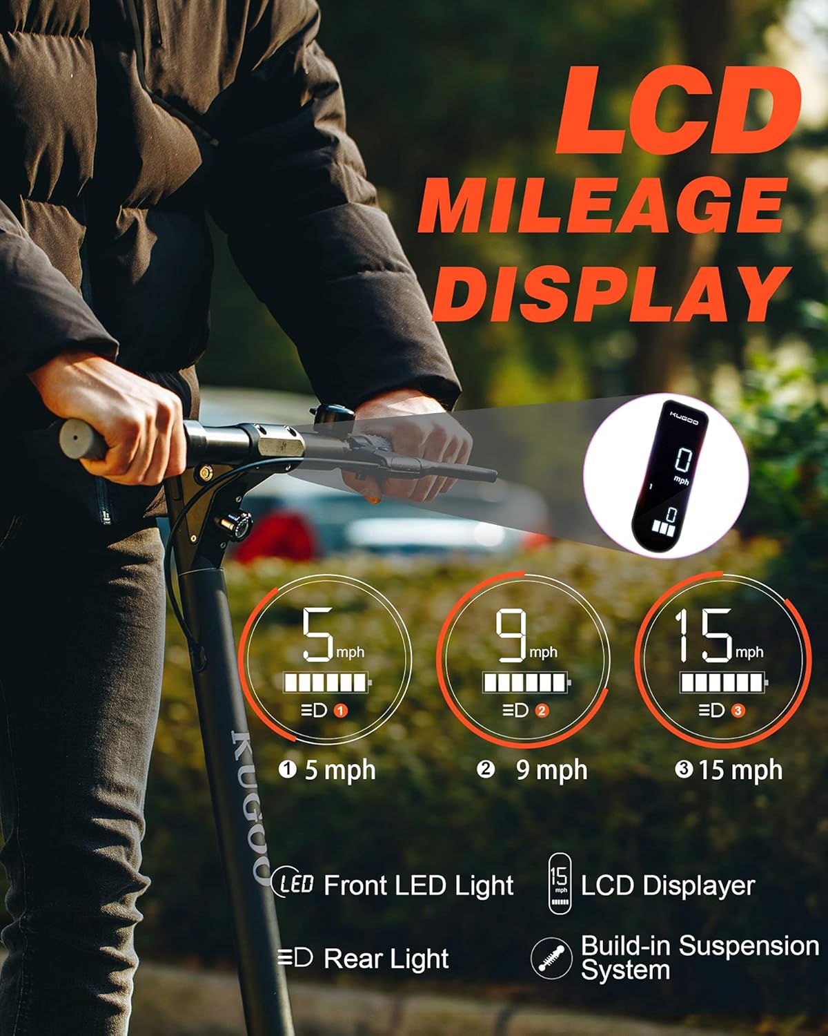 Electric Scooter 350 W Motor, 19 Mph, Folding, 8.5" Tires, Dual Suspension & Brake H153979