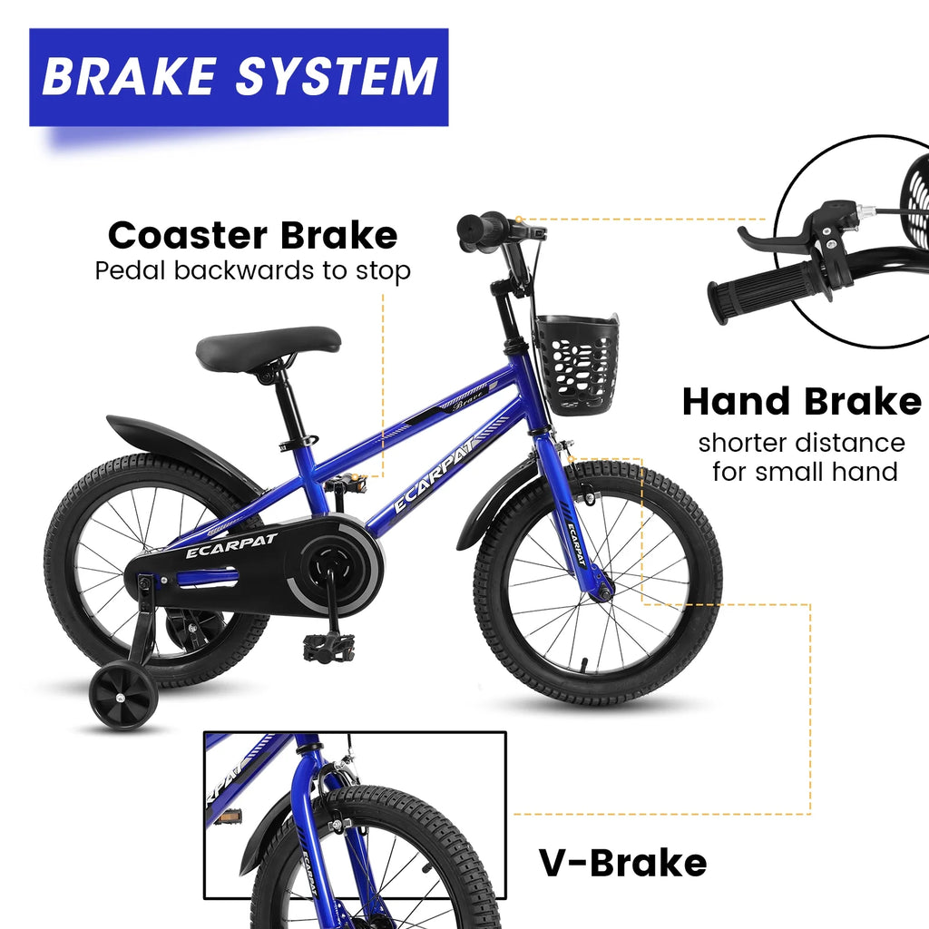 16 inch Kids Bike with Training Wheels, Basket and Fender E88091