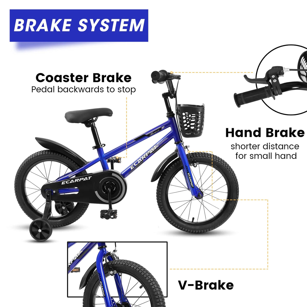 16 inch Kids Bike with Training Wheels, Basket and Fender E88091
