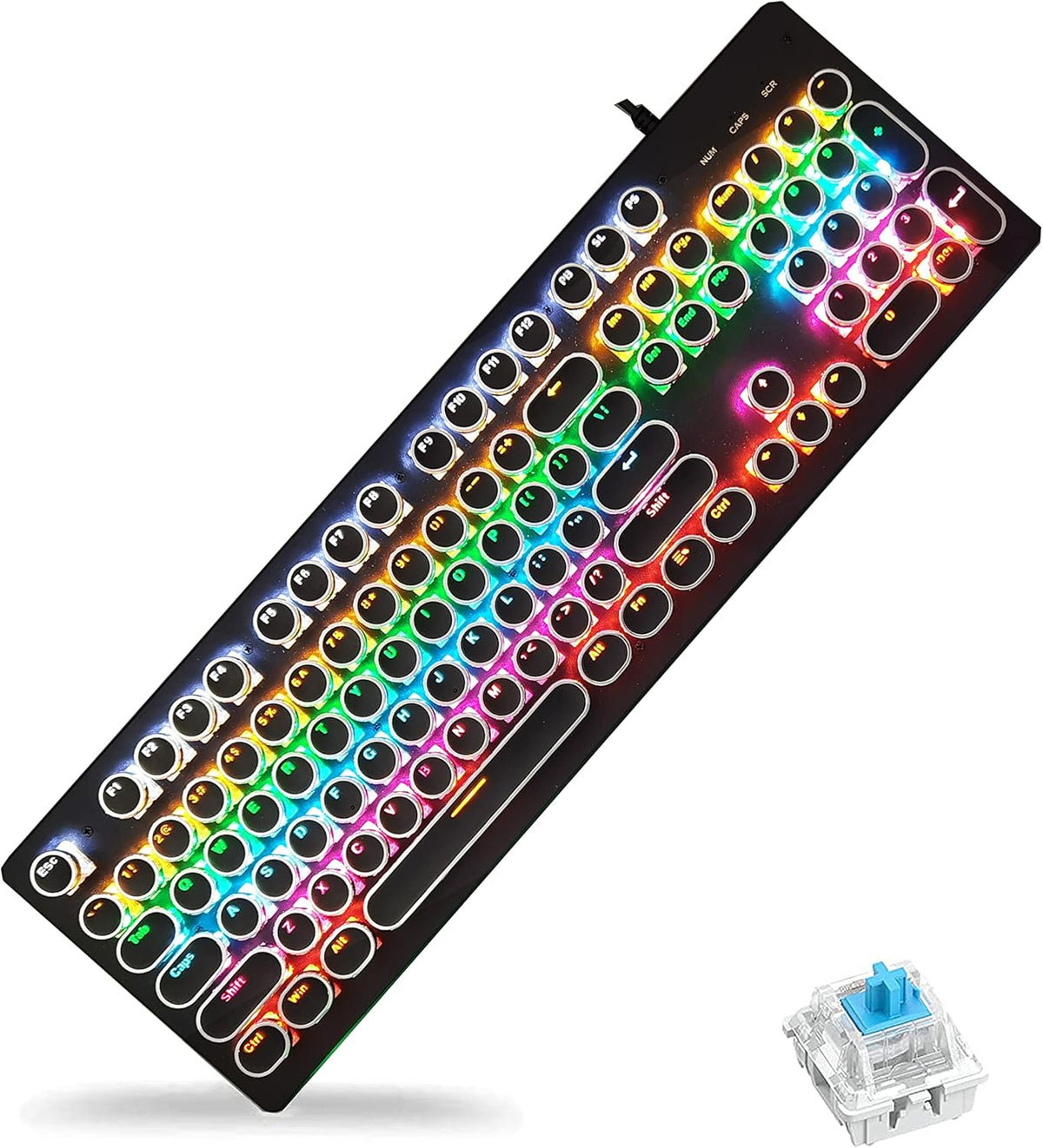 Black Wired Mechanical Keyboard with Rainbow Backlight B341082