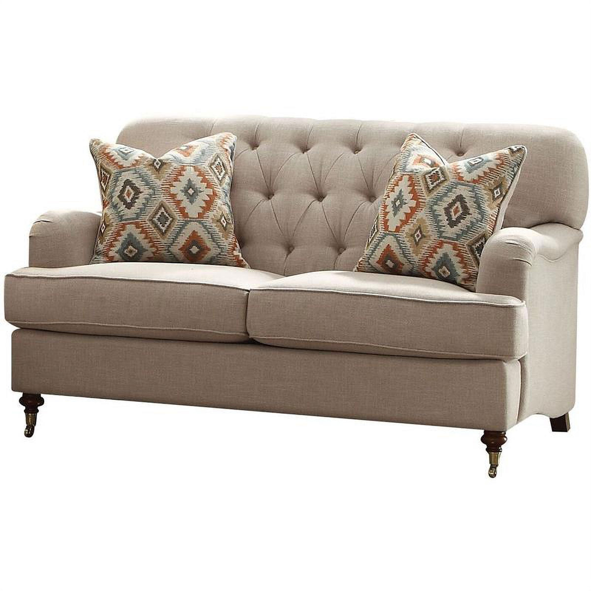 Beige Tufted Sofa and Fabric Loveseat 2-Piece Set L94272