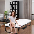Folding Bed Frame with Wheel, Rollaway Bed with Mattress, Foldable Twin Bed with Memory Foam Mattress U2617
