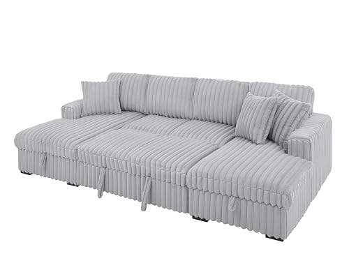 Grey Oversized U Shaped Sleeper Sofa with Double Storage Chaise D225117