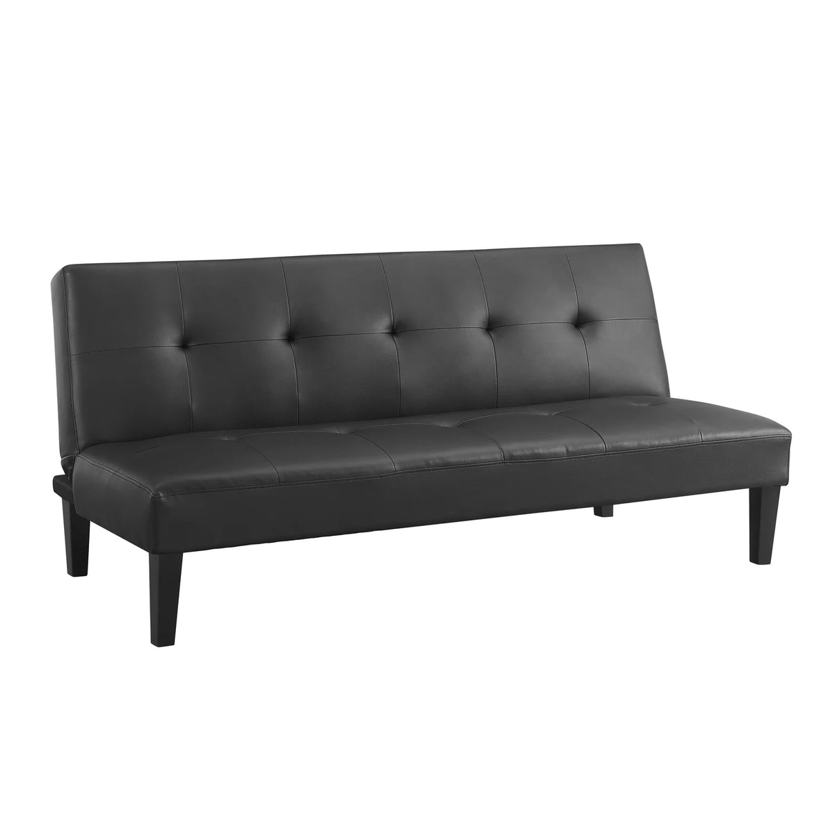 Black Faux Leather Convertible Futon Sofa Bed P462650