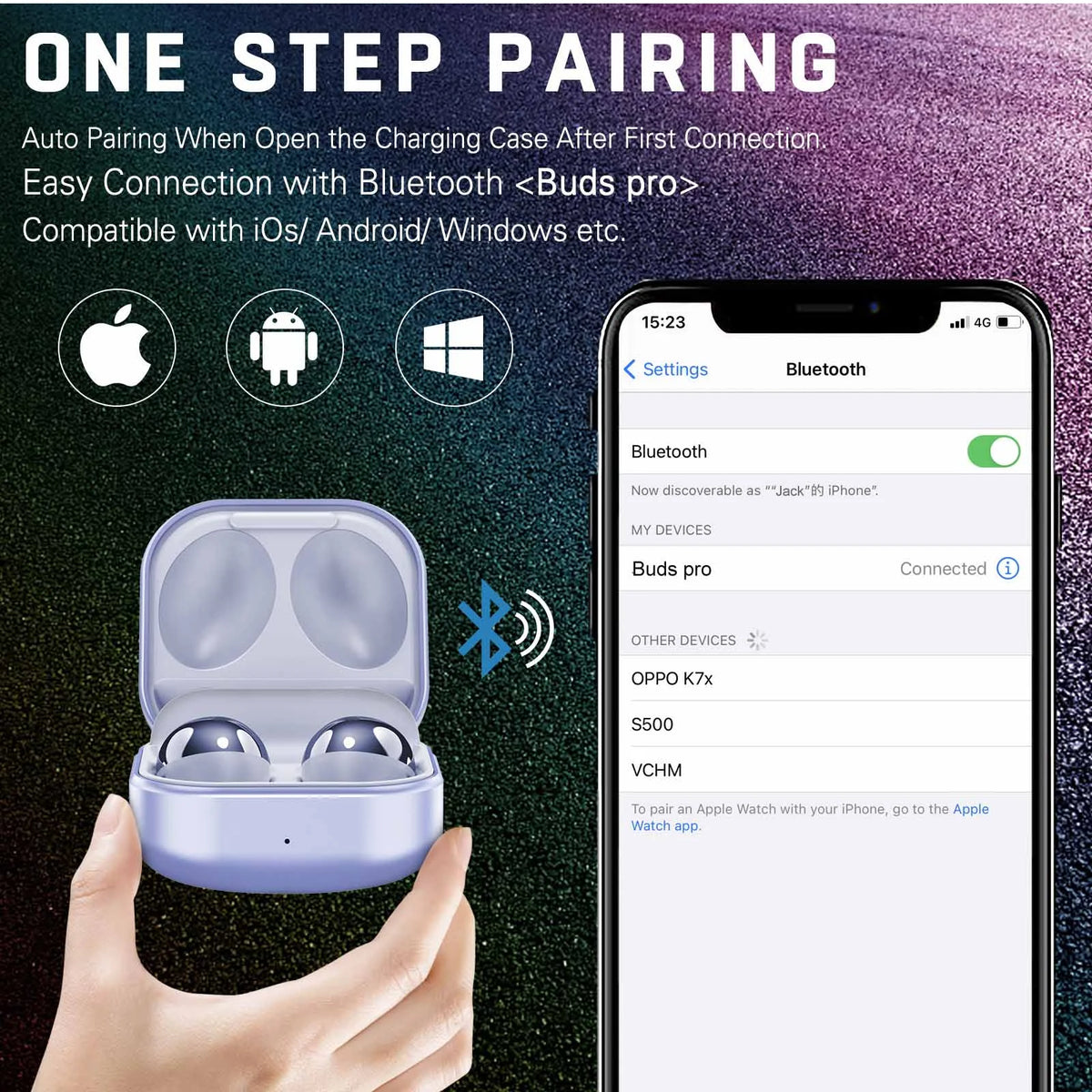 Amethyst Purple True Wireless Bluetooth Earbuds with Charging Case B64309