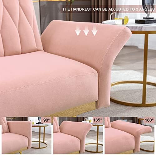 Cream Velvet Single Sofa Chair with Ottoman U18607