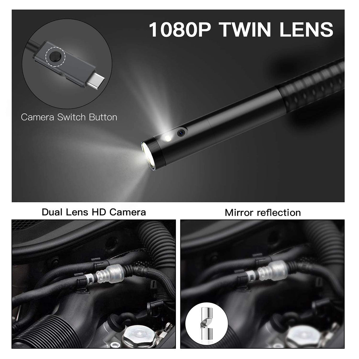 50ft Dual Lens Inspection Camera with Light Z908813