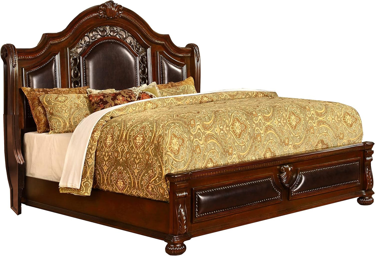 Cherry Wood King Platform Bed D888