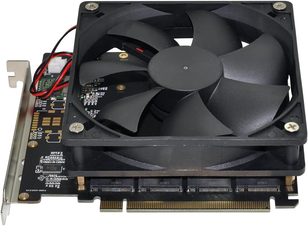 4X NVME M.2 AHCI to PCI-E Express 3.0 Gen3 X16 Raid Card with Fan X6662