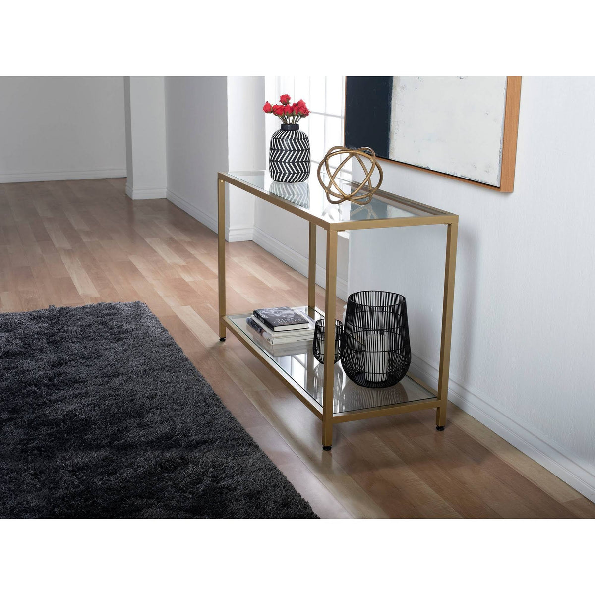 47x22 Gold Glass Console Table Z93792