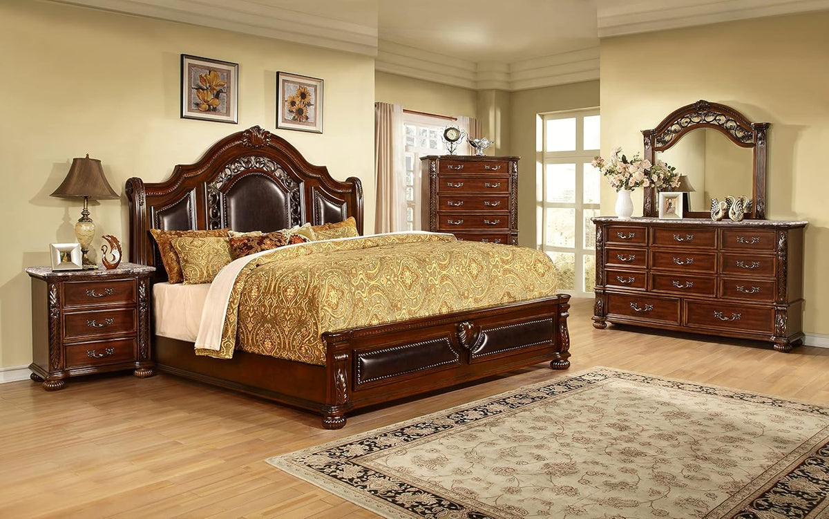 Cherry Wood King Platform Bed D888