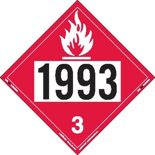 Flammable Liquid Placard, Un 1993, Rigid Vinyl, Pack of 25 P470655