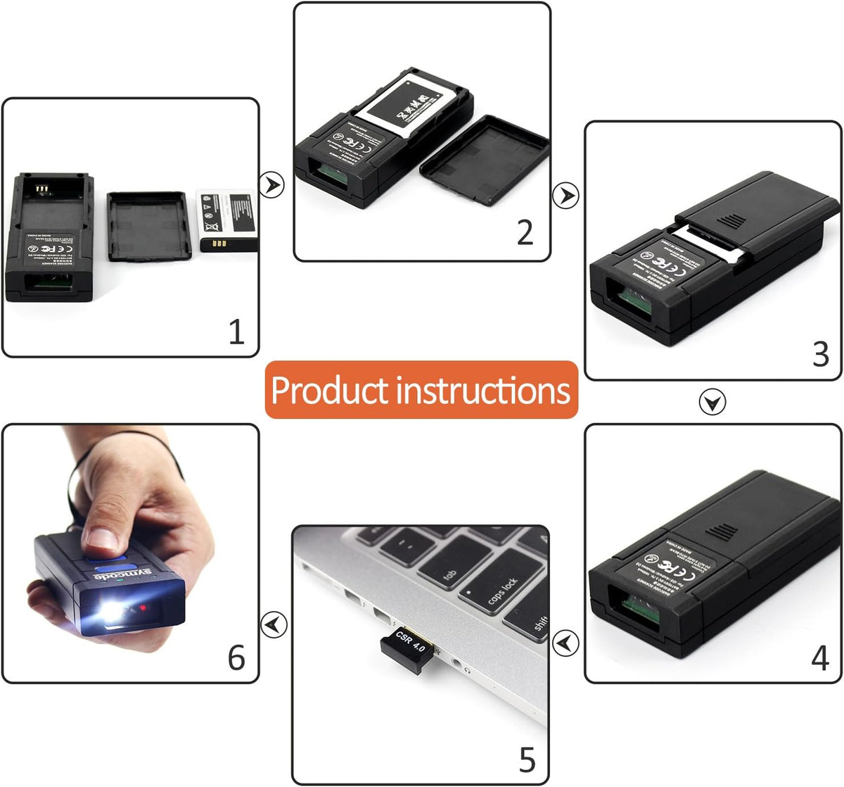 Portable Bluetooth 1D Mini Wireless Handheld CMOS Barcode Scanner D392973