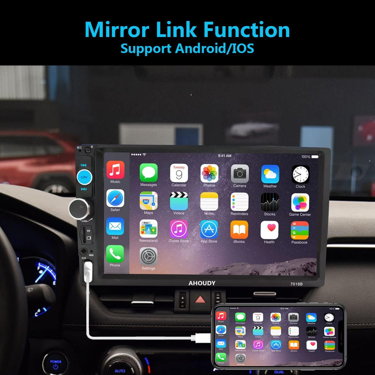 7 Inch Double Din Car Stereo with CarPlay and Android Auto T399185