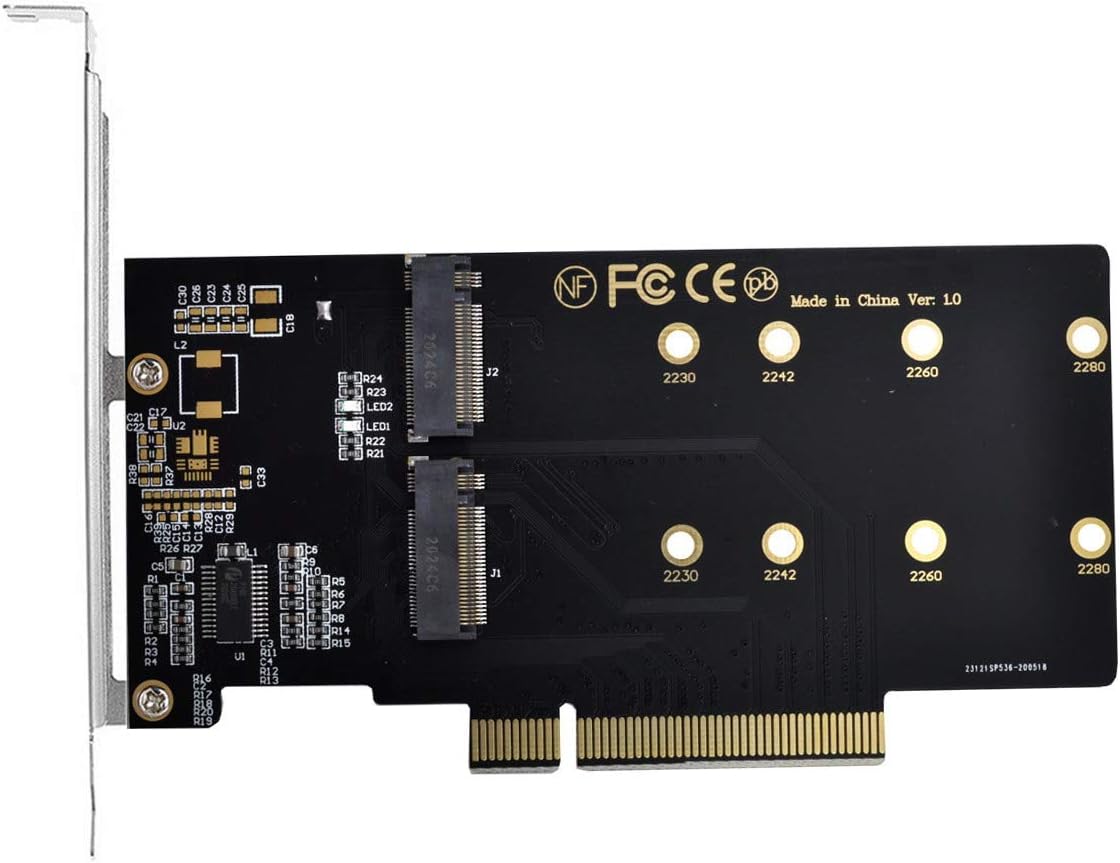 4X NVME M.2 AHCI to PCI-E Express 3.0 Gen3 X16 Raid Card with Fan X6662
