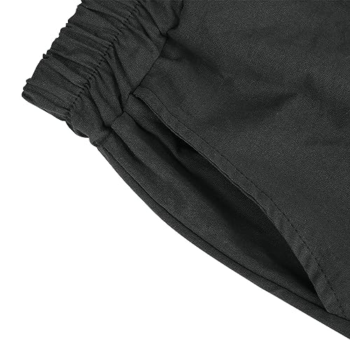 Women's Cotton Linen High Waisted Wide Leg Elastic Drawstring Shorts with Pockets P431064