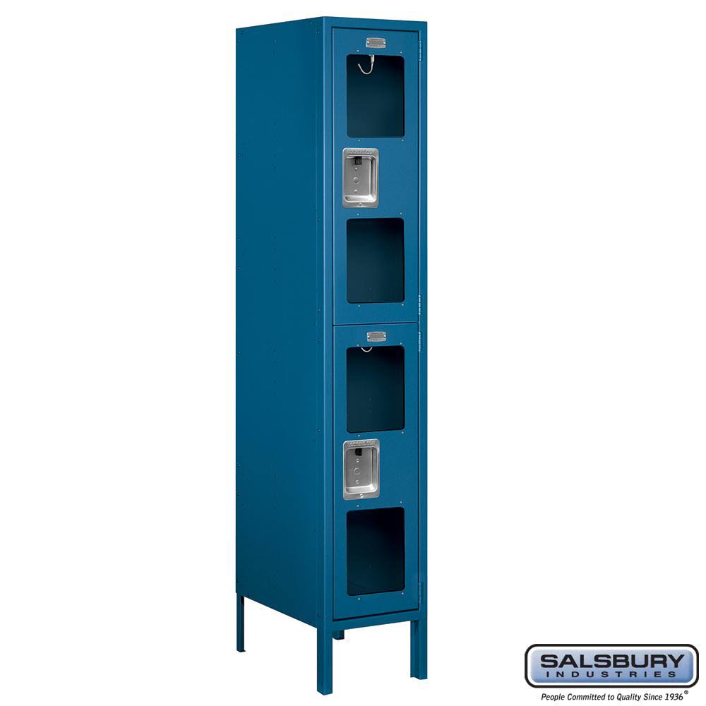 Blue See-Through Metal Locker, Double Tier, 1 Wide, Unassembled N155