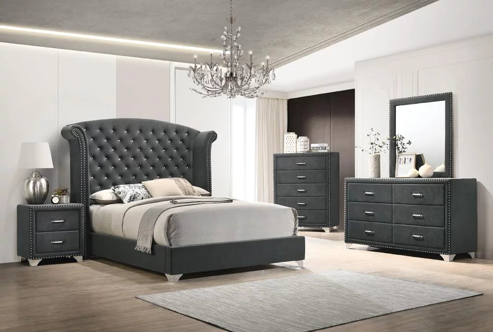 6-drawer Upholstered Dresser Grey P1329
