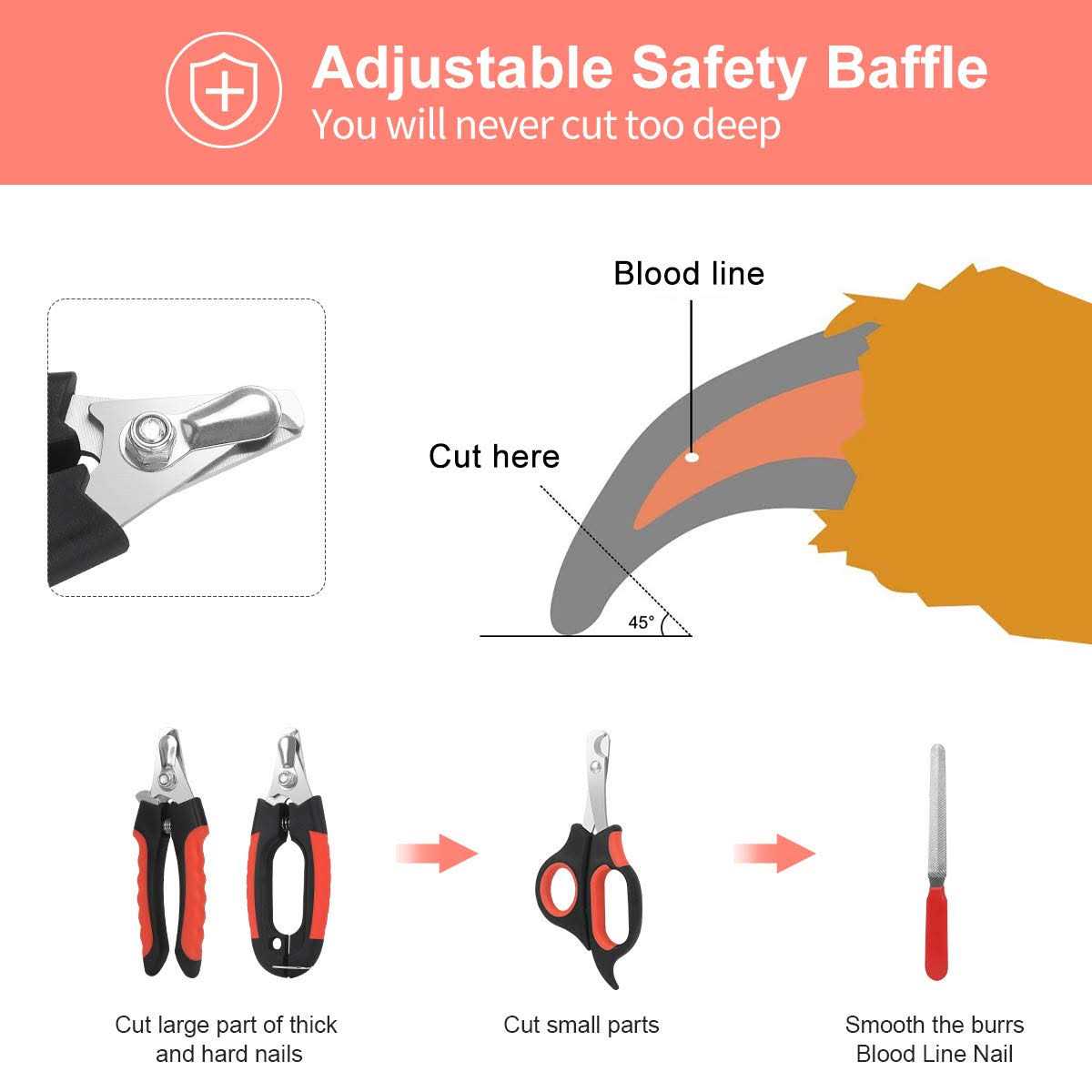 Dog Nail Clippers Trimmer Set with Safety Guard D2651