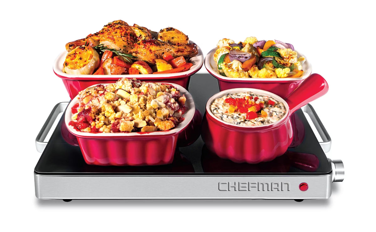 Compact Glasstop Warming Tray with Adjustable Temperature Control Y832