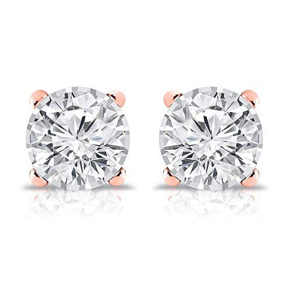 14K Rose Gold Lab Grown Diamond Stud Earrings 4-Prong Basket C151