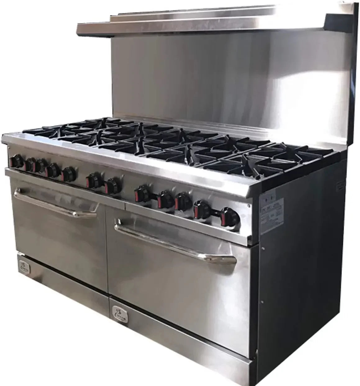 60"W 10 Burners 2 Ovens Commercial Range & Oven Natural Gas Propane Stainless Steel X719