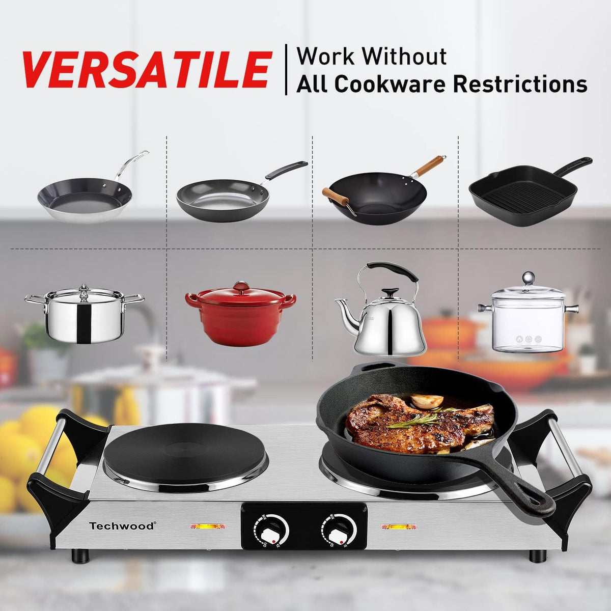 1800W Portable Dual Burner Electric Hot Plate X9205