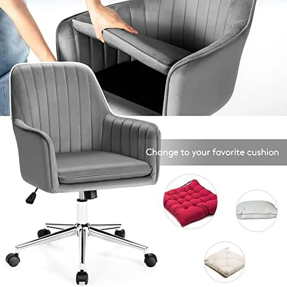 Blue Velvet Tufted Swivel Desk Chair C546726