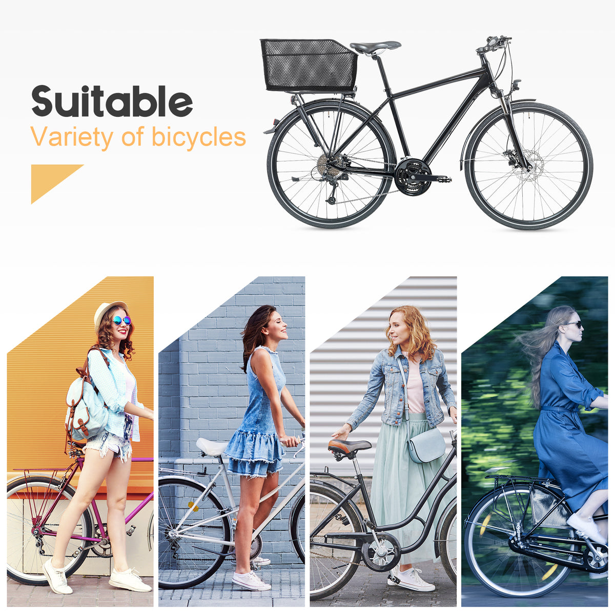 Bicycle Basket with Rear Bike Rainproof Cover O40547