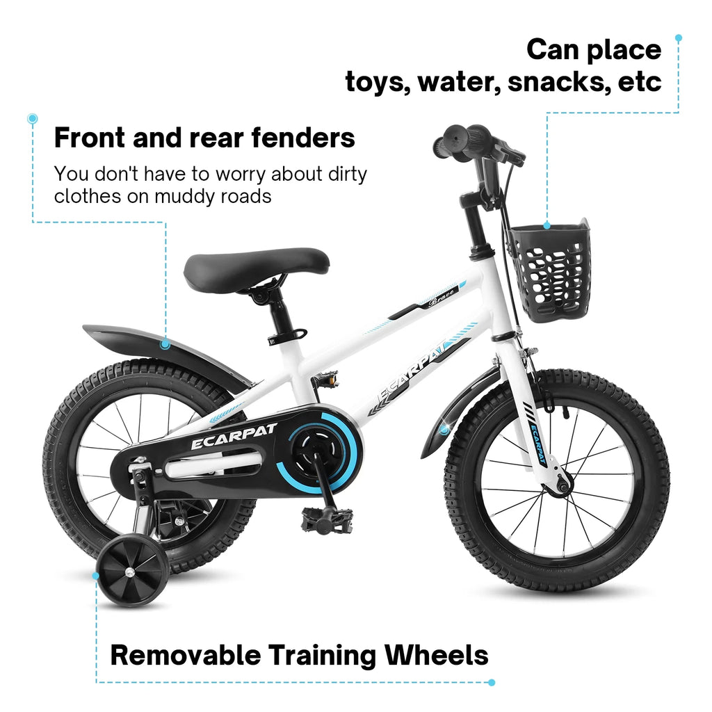 16 inch Kids Bike with Training Wheels, Basket and Fender E88091