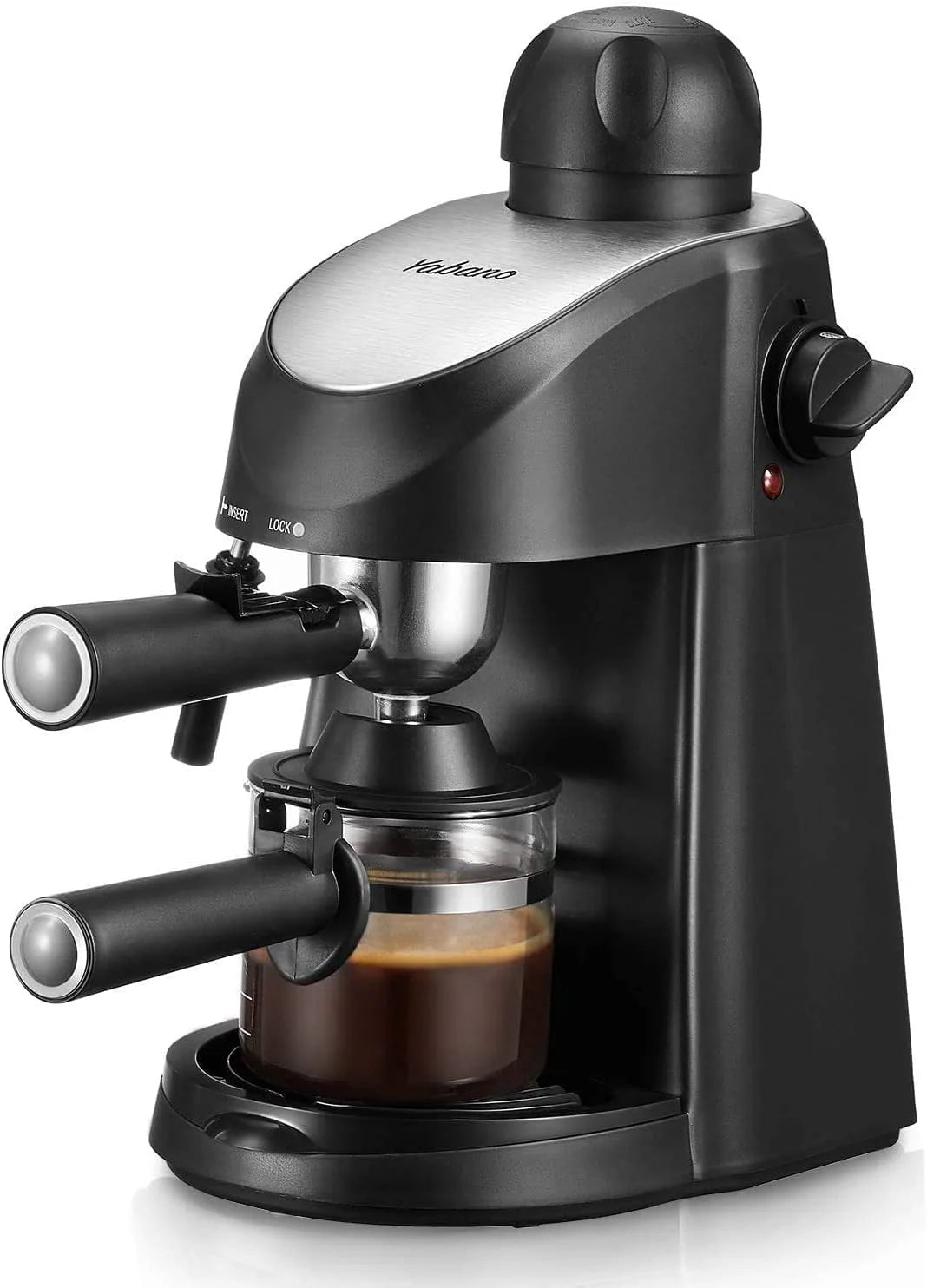 3.5 Bar 4 Cup Steam Espresso Cappuccino Maker with Milk Frother, Black J210086