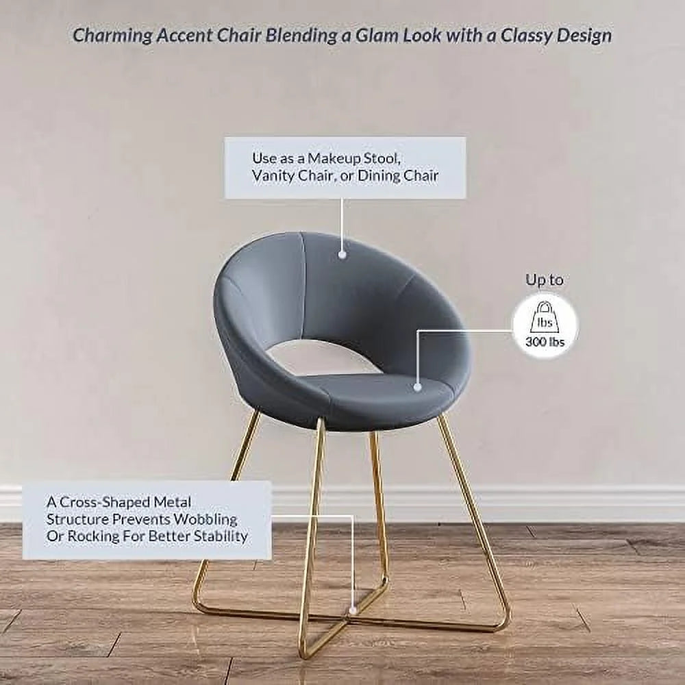 Velvet Accent Chair with Back Golden Metal Legs Q451224