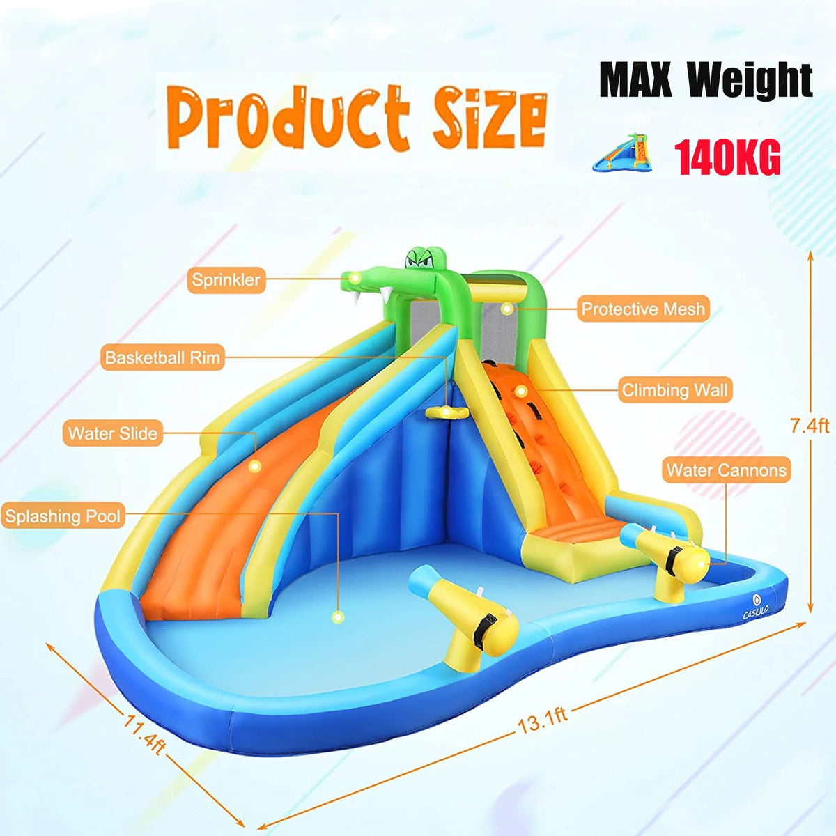 Inflatable Bounce House with Water Slide and Spray Pool K228205