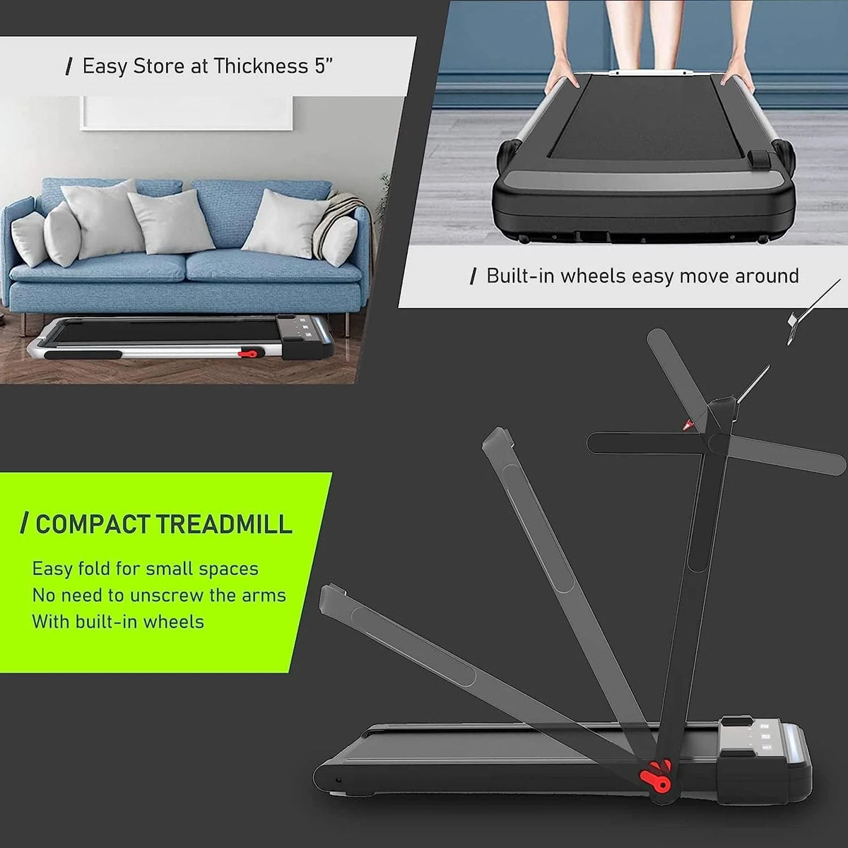 2 in 1 Folding Portable Under Desk Treadmill W567