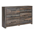 Gray 6 Drawer Wooden Dresser with Mirror Inserts P7623